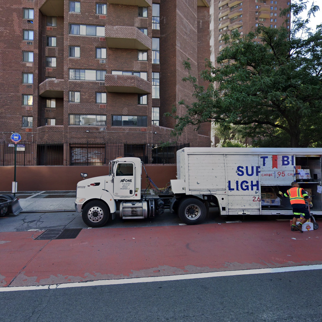 Truck blocking bus stop